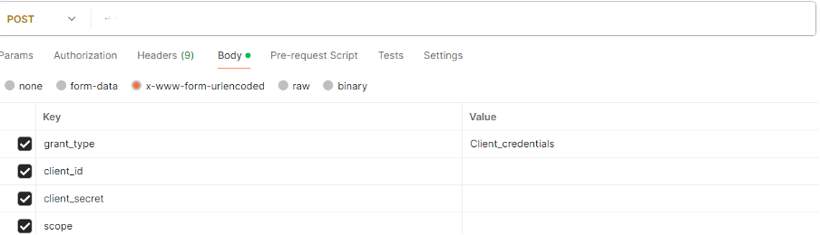 B2C token request fields